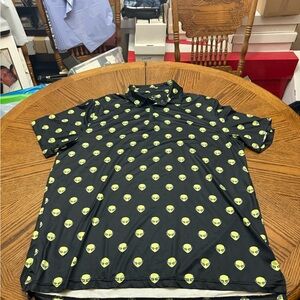 Black Alien Pattern  Golf Polo Shirt